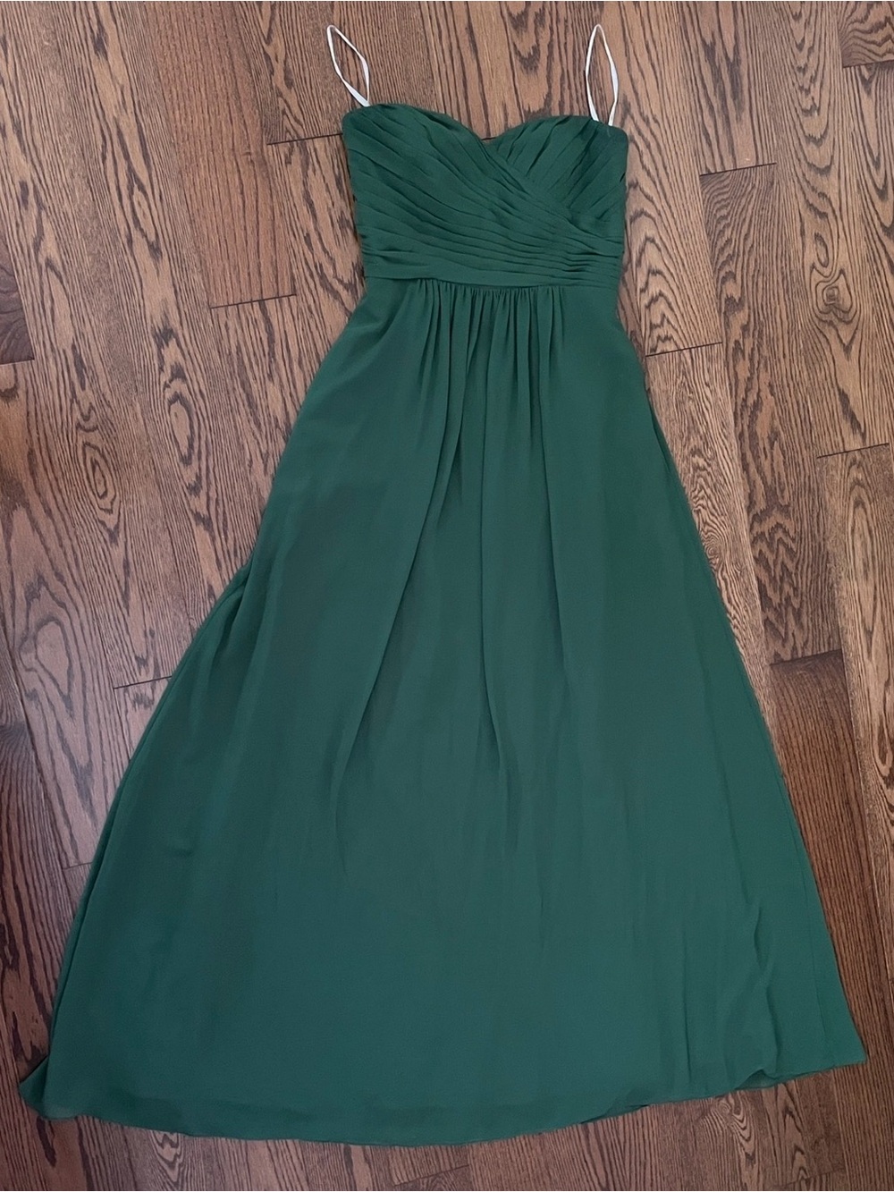 Emerald Green Chiffon Strapless Maxi Dress